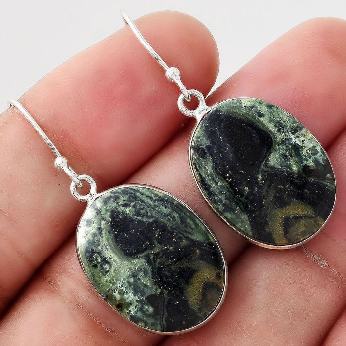 Natural Star Galaxy Jasper Earrings SDE50852 E-1001, 16x20 mm