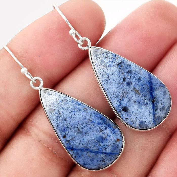 Natural Dumortierite Quartz Earrings SDE50872 E-1001, 14x27 mm