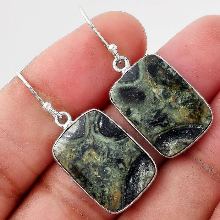 Natural Star Galaxy Jasper Earrings SDE50994 E-1001, 14x20 mm