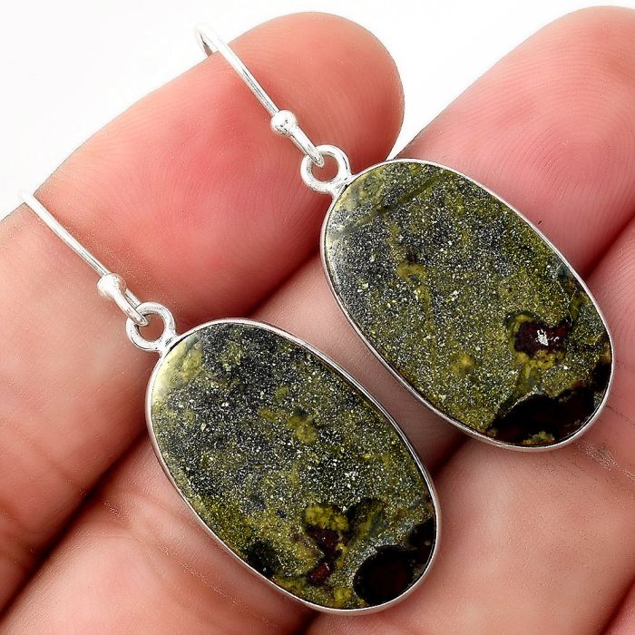 Dragon Blood Stone - South Africa Earrings SDE51002 E-1001, 14x23 mm