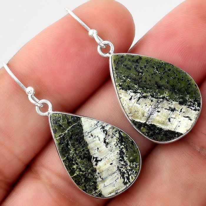 Natural Chrysotile Earrings SDE51059 E-1001, 15x22 mm