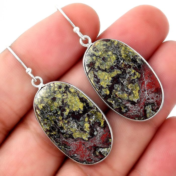 Dragon Blood Stone - South Africa Earrings SDE51074 E-1001, 17x28 mm