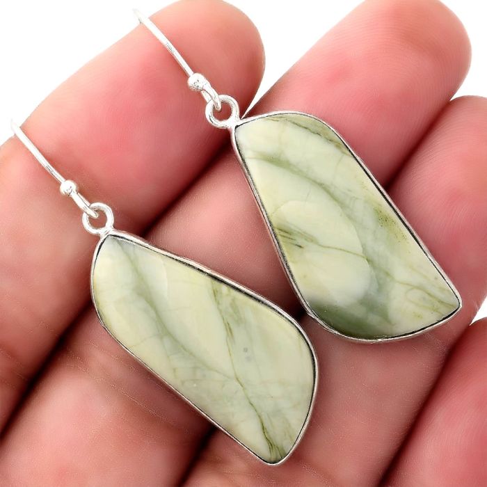 Natural Serpentine Earrings SDE51099 E-1001, 13x30 mm