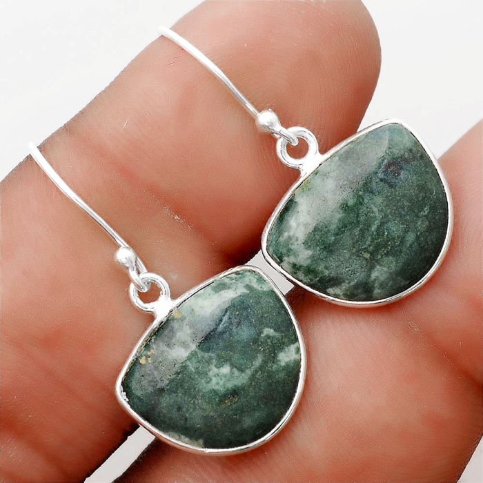 Natural Larsonite Jasper Earrings SDE51144 E-1001, 13x15 mm