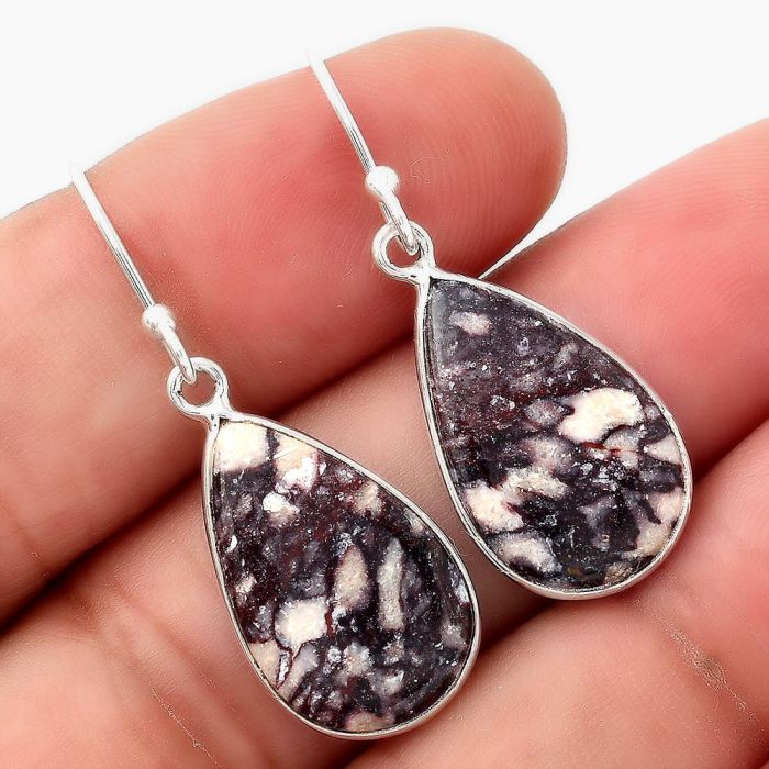 Natural Indian Blanket Jasper Earrings SDE51496 E-1001, 12x20 mm