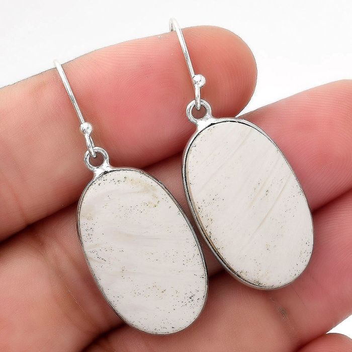 Natural White Scolecite Earrings SDE51975 E-1001, 14x24 mm