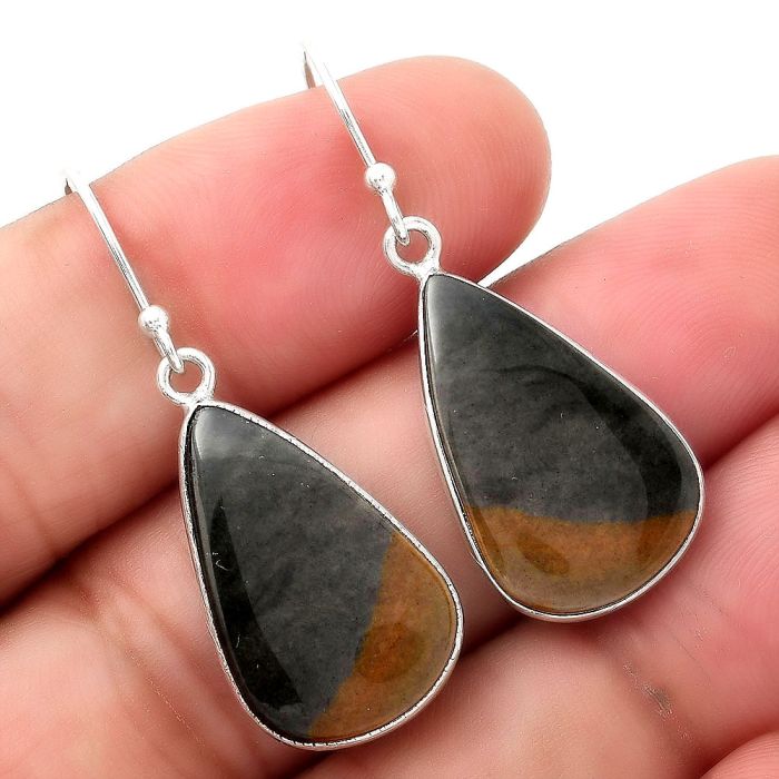 Natural Polygram Jasper Earrings SDE51994 E-1001, 14x21 mm