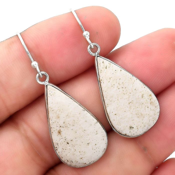 Natural White Scolecite Earrings SDE52019 E-1001, 14x24 mm