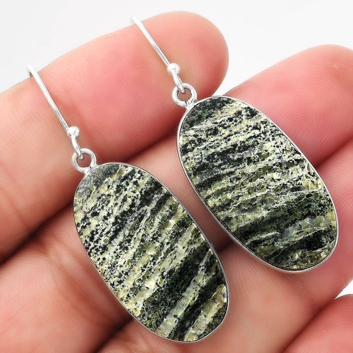 Natural Chrysotile Earrings SDE52032 E-1001, 15x27 mm