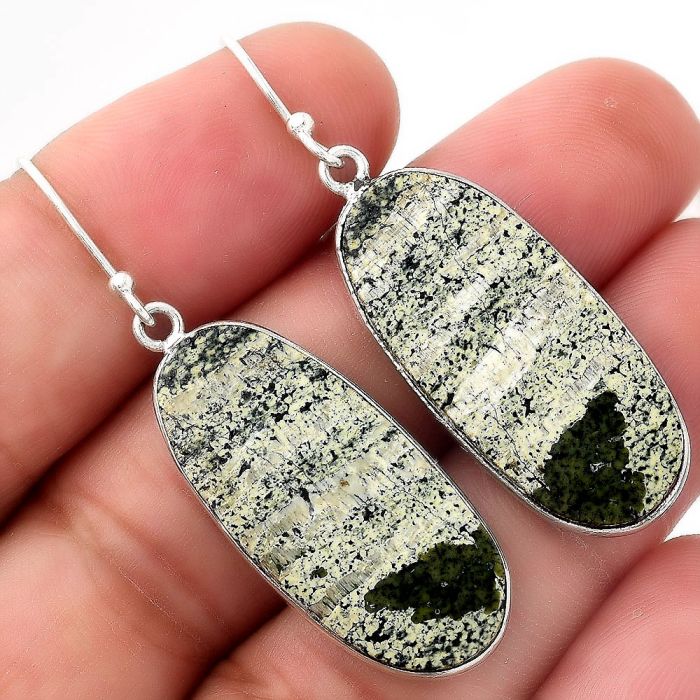 Natural Chrysotile Earrings SDE52288 E-1001, 13x30 mm