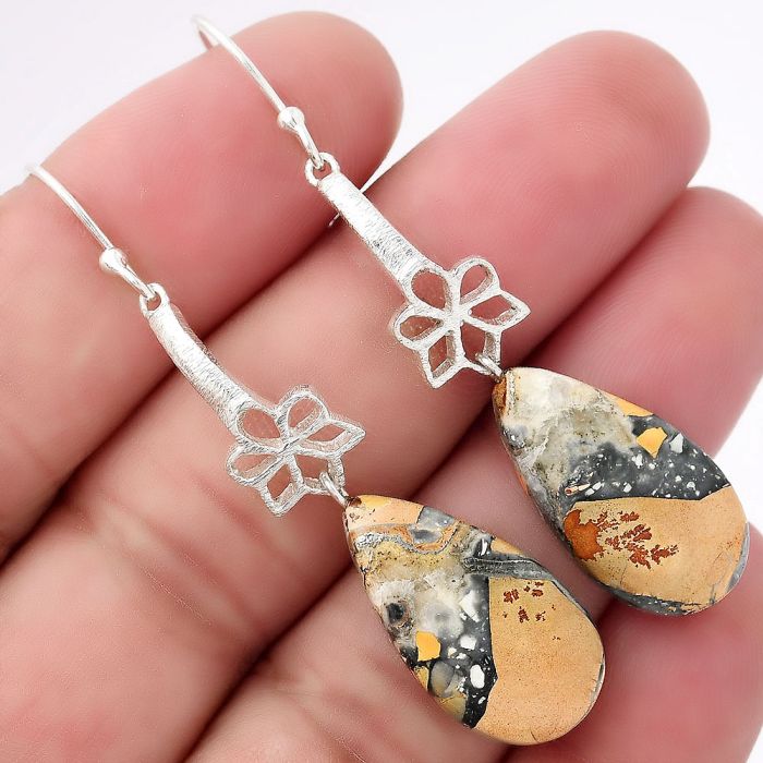 Natural Maligano Jasper - Indonesia Earrings SDE52546 E-1205, 12x22 mm