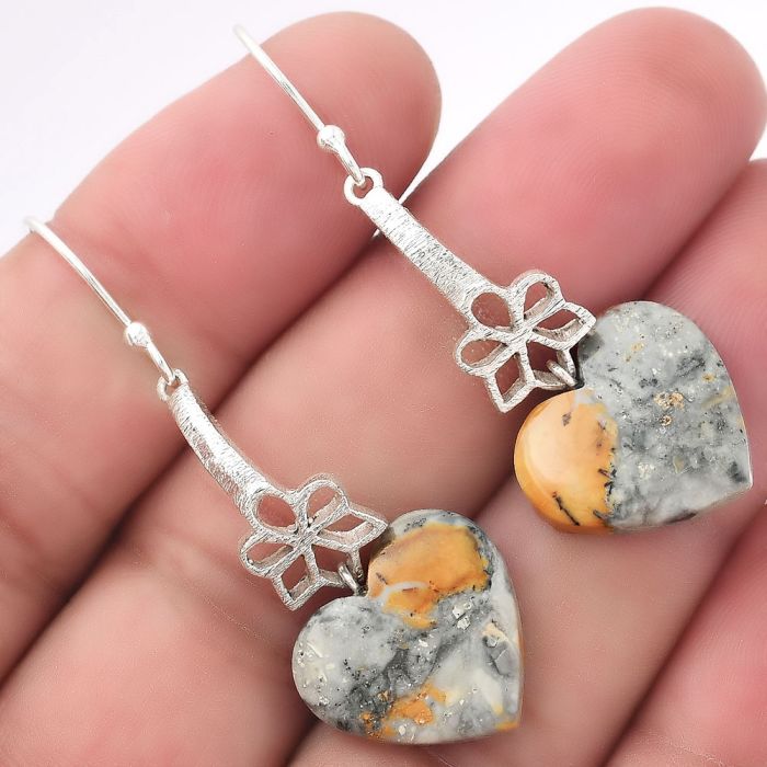 Valentine Gift Heart Maligano Jasper - Indonesia Earrings SDE52553 E-1205, 16x17 mm