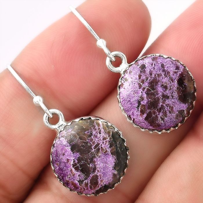 Natural Purpurite - South Africa Earrings SDE52722 E-1113, 14x14 mm