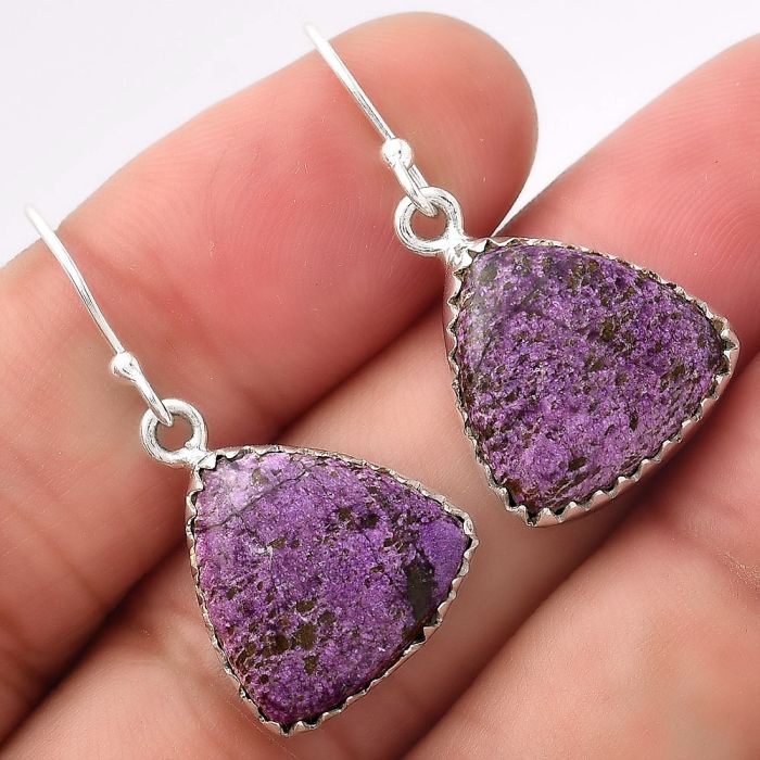 Natural Purpurite - South Africa Earrings SDE52723 E-1113, 15x15 mm