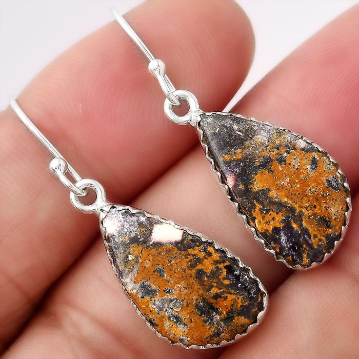 Natural Indian Blanket Jasper Earrings SDE52755 E-1113, 11x20 mm