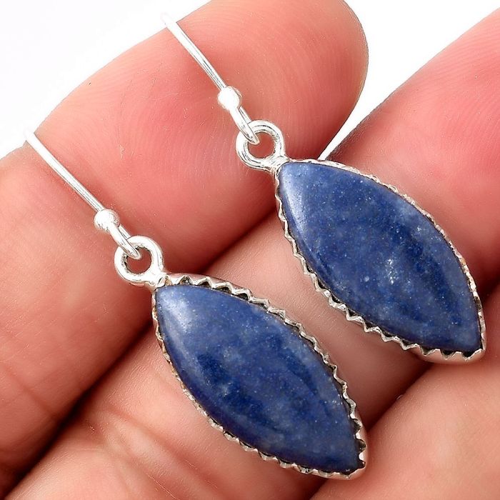 Natural Dumortierite Quartz Earrings SDE52764 E-1113, 9x20 mm