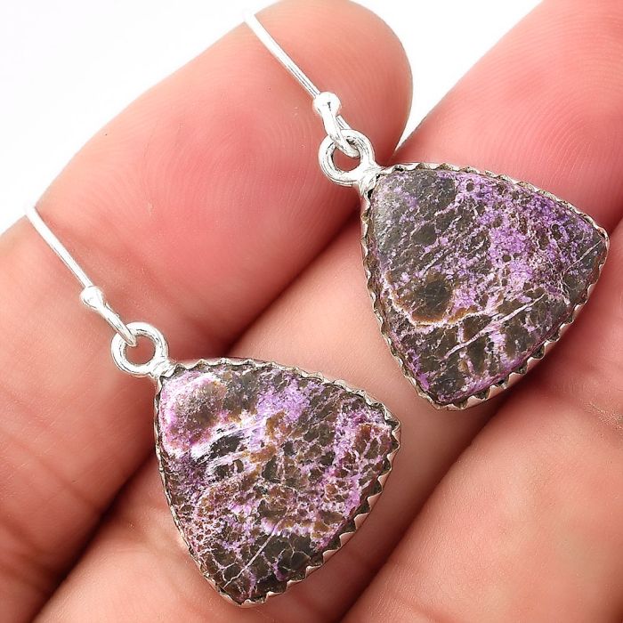 Natural Purpurite - South Africa Earrings SDE52766 E-1113, 16x16 mm