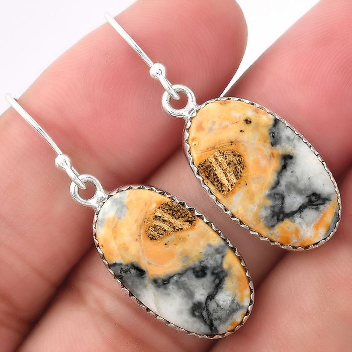 Natural Maligano Jasper - Indonesia Earrings SDE52811 E-1113, 12x20 mm