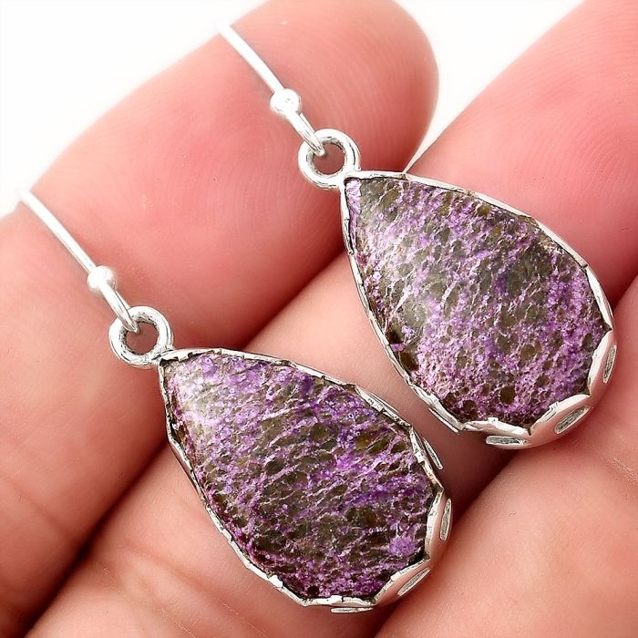 Natural Purpurite - South Africa Earrings SDE52837 E-1113, 12x19 mm