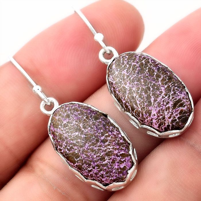 Natural Purpurite - South Africa Earrings SDE52856 E-1113, 12x20 mm