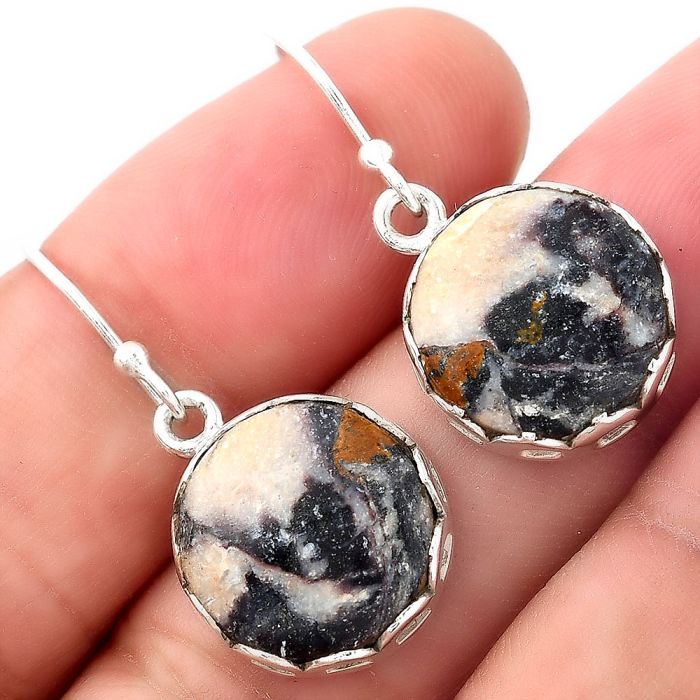 Natural Indian Blanket Jasper Earrings SDE52865 E-1113, 14x14 mm