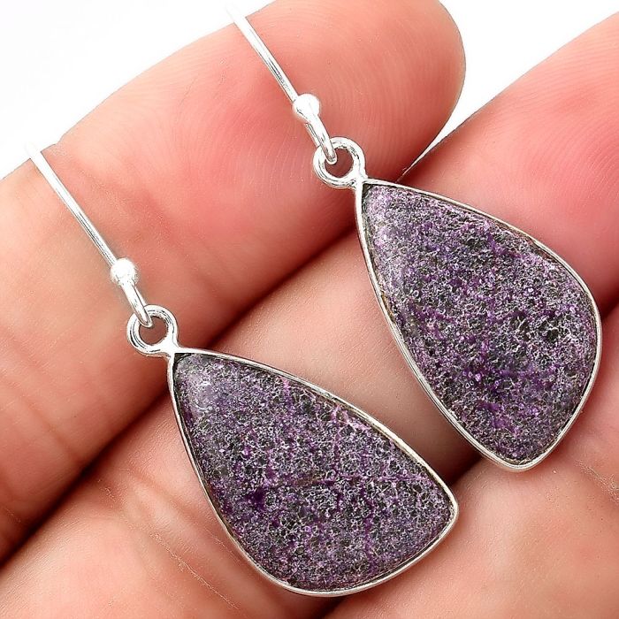 Natural Purpurite - South Africa Earrings SDE53070 E-1001, 12x21 mm