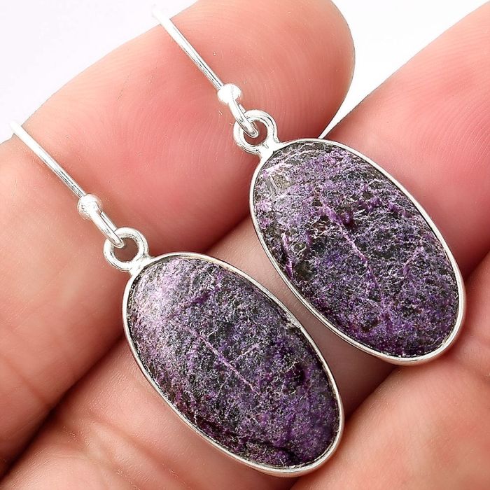 Natural Purpurite - South Africa Earrings SDE53113 E-1001, 11x19 mm