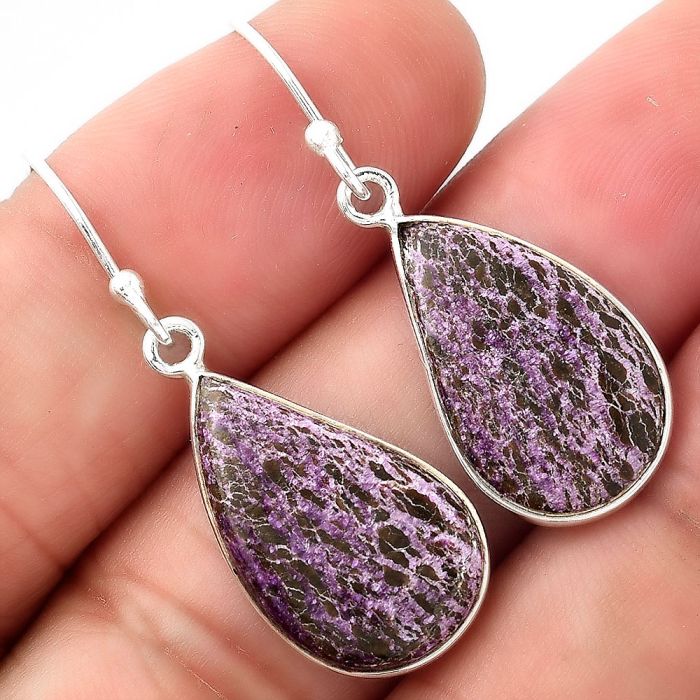 Natural Purpurite - South Africa Earrings SDE53160 E-1001, 12x19 mm