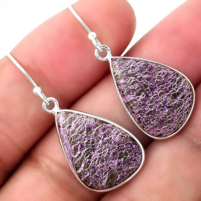 Natural Purpurite - South Africa Earrings SDE53198 E-1001, 14x20 mm