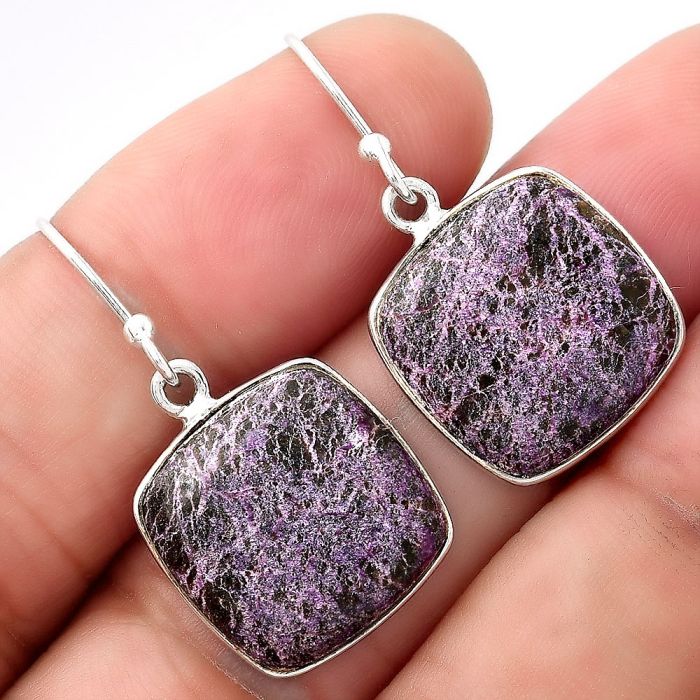 Natural Purpurite - South Africa Earrings SDE53394 E-1001, 16x16 mm