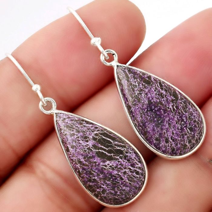 Natural Purpurite - South Africa Earrings SDE53445 E-1001, 12x22 mm