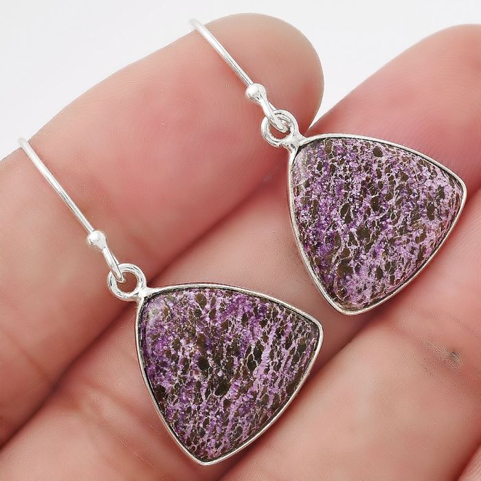 Natural Purpurite - South Africa Earrings SDE53497 E-1001, 15x15 mm