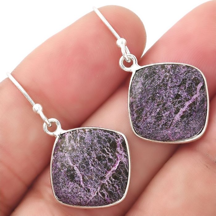 Natural Purpurite - South Africa Earrings SDE53499 E-1022, 15x15 mm