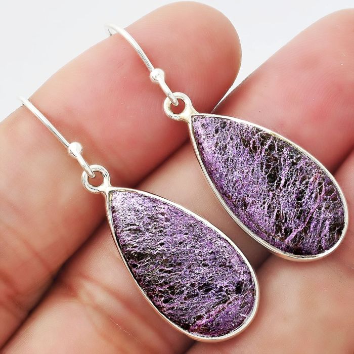 Natural Purpurite - South Africa Earrings SDE54653 E-1001, 12x23 mm