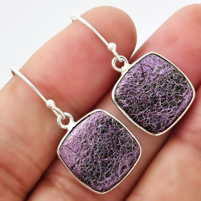 Natural Purpurite - South Africa Earrings SDE54656 E-1001, 15x15 mm