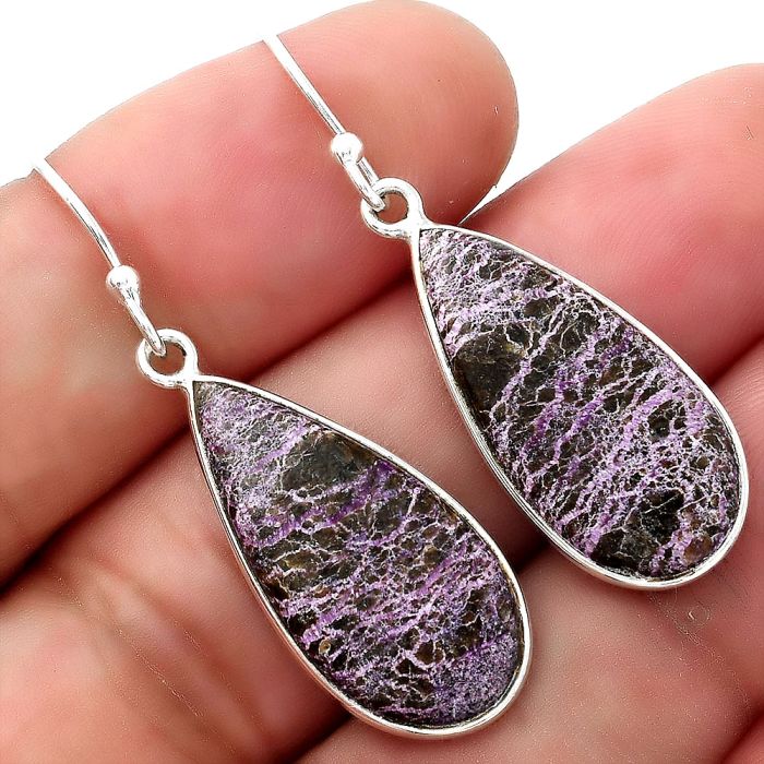 Natural Purpurite - South Africa Earrings SDE54740 E-1001, 12x24 mm