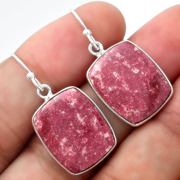 Natural Pink Thulite - Norway Earrings SDE54836 E-1001, 15x18 mm