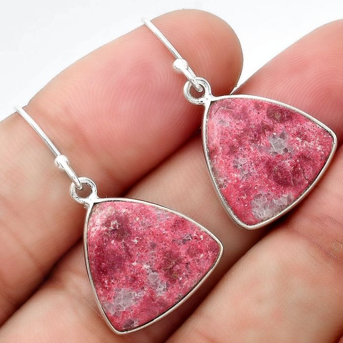 Natural Pink Thulite - Norway Earrings SDE54861 E-1001, 16x16 mm