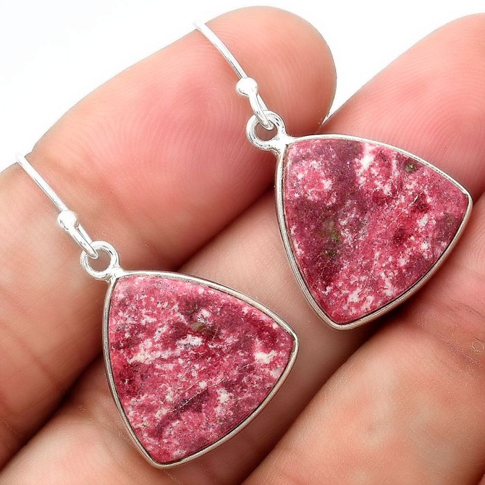 Natural Pink Thulite - Norway Earrings SDE54875 E-1001, 16x16 mm