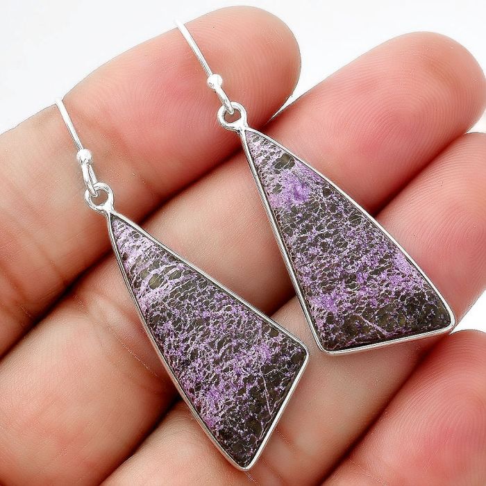 Natural Purpurite - South Africa Earrings SDE54889 E-1001, 14x31 mm