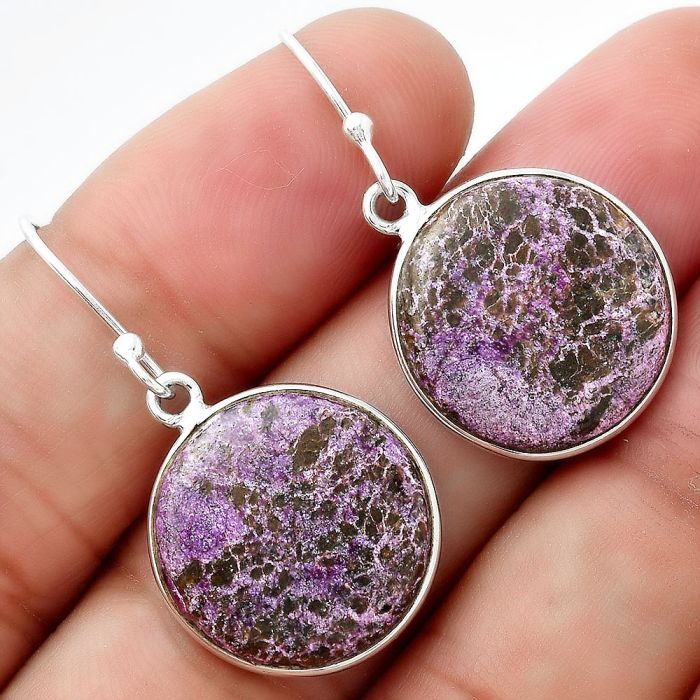 Natural Purpurite - South Africa Earrings SDE54928 E-1001, 17x17 mm