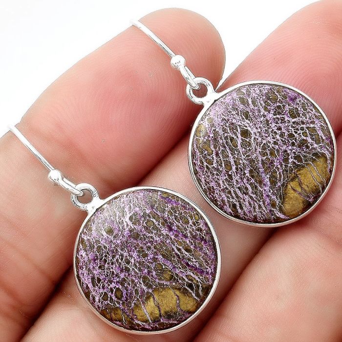 Natural Purpurite - South Africa Earrings SDE54974 E-1001, 18x18 mm