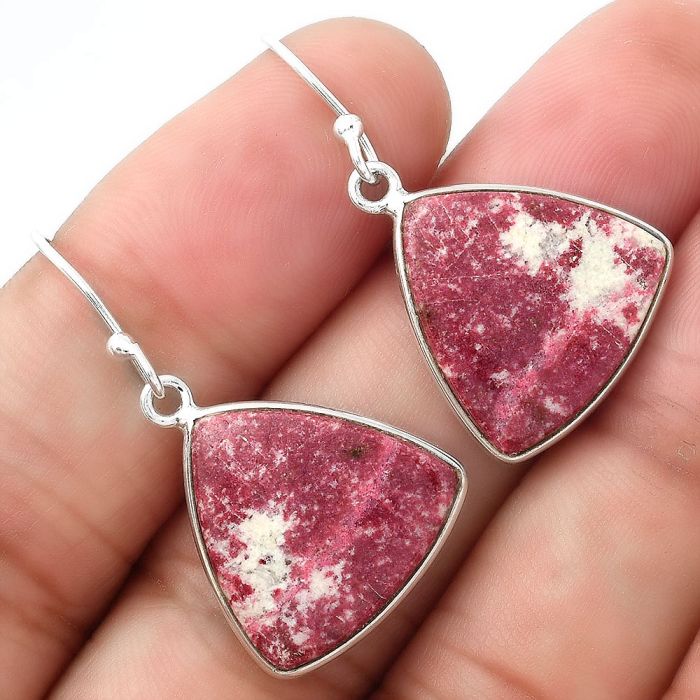 Natural Pink Thulite - Norway Earrings SDE55004 E-1001, 17x17 mm