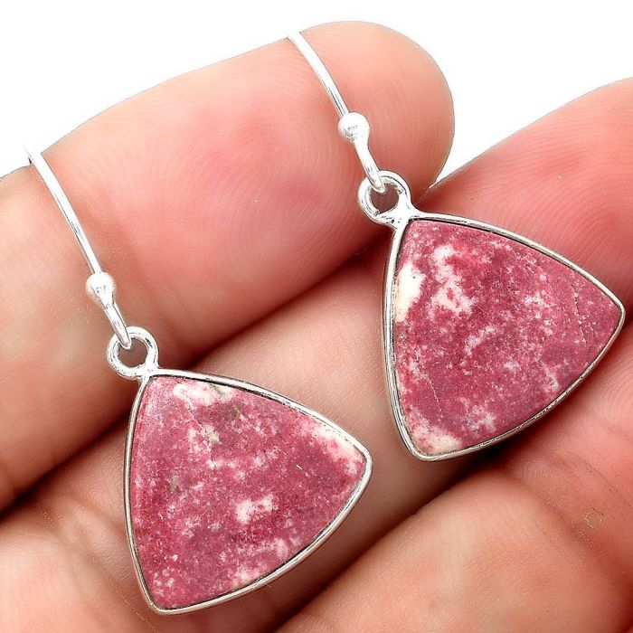 Natural Pink Thulite - Norway Earrings SDE55029 E-1001, 15x15 mm