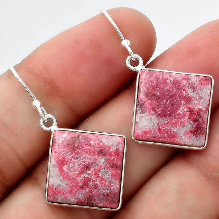 Natural Pink Thulite - Norway Earrings SDE55047 E-1001, 14x14 mm