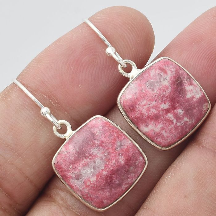 Natural Pink Thulite - Norway Earrings SDE55075 E-1001, 14x14 mm