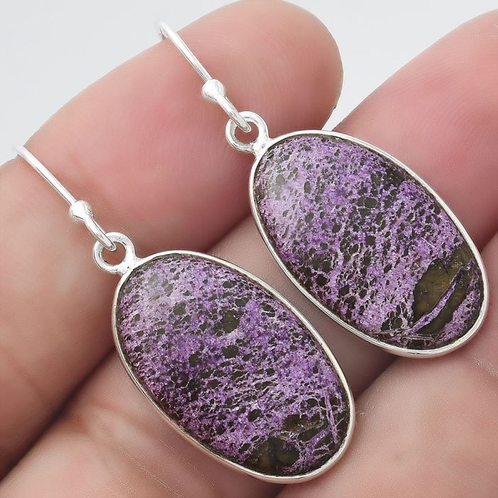 Natural Purpurite - South Africa Earrings SDE55091 E-1001, 13x22 mm