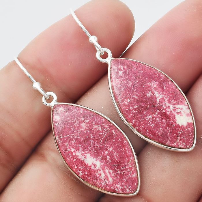 Natural Pink Thulite - Norway Earrings SDE55106 E-1001, 14x26 mm