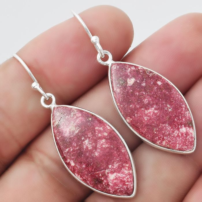 Natural Pink Thulite - Norway Earrings SDE55113 E-1001, 13x26 mm