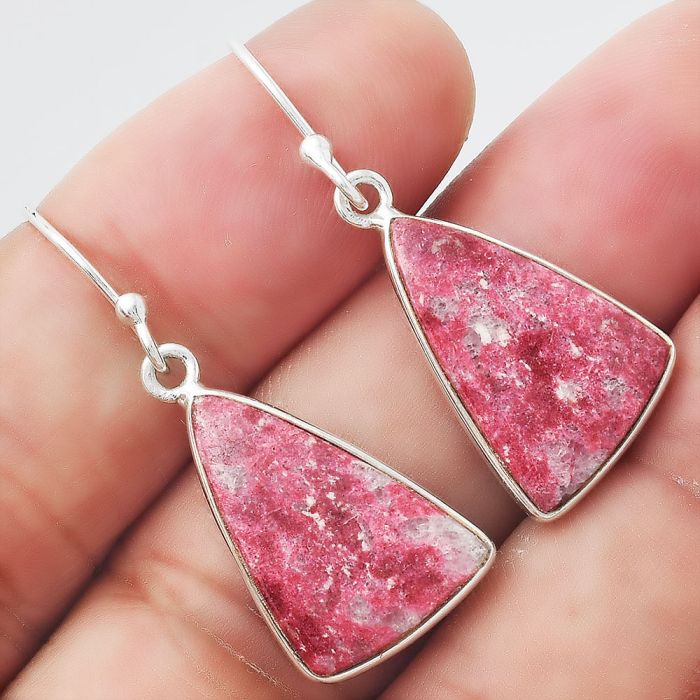 Natural Pink Thulite - Norway Earrings SDE55114 E-1001, 12x17 mm